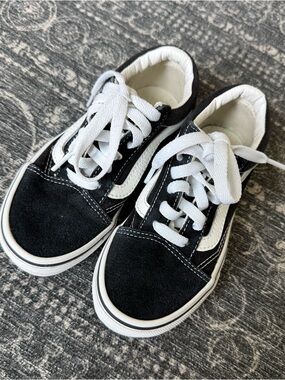 VANS Kids Black and White Canvas Lace-Up Skate Sneakers